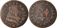 Frankreich Double Tournois Münze, Louis XIII, La Rochelle, S, Kupfer -