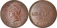 Frankreich Centime Münze, Dupré, Paris, VZ, Bronze, KM:754, Gadoury:84 -
