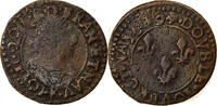 Frankreich Double Tournois Münze, Louis XIII, Bordeaux, S, Kupfer -