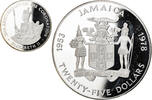 Jamaica 25 Dollars Münze, Elizabeth II, Franklin Mint, Proof, STGL -