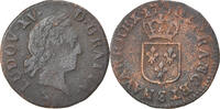 Frankreich Liard Münze, Louis XV, Liard à la vieille tête, Reims, S+ -