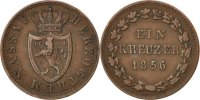 Deutsch Staaten Kreuzer Münze, NASSAU, Adolph, Wiesbaden, SS, Kupfer -