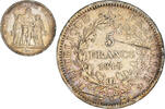 Frankreich 5 Francs Münze, Hercule, Strasbourg, S, Silber, KM:756.2, Le -