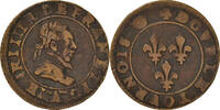 Frankreich Double Tournois Münze, Henri III, La Ligue, Undated (1591-1592) -