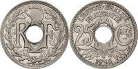 Frankreich 25 Centimes Münze, Lindauer, Souligné, STGL, Nickel -