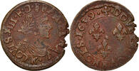 Frankreich Double Tournois Münze, Louis XIII, Bordeaux, SS, Kupfer -