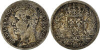 Frankreich 1/2 Franc Münze, Charles X, Bordeaux, SGE+, Silber -