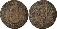 Frankreich Double Tournois Münze, Louis XIII, Bordeaux, S, Kupfer -