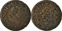 Frankreich Double Tournois Münze, Louis XIII, Paris, S, Kupfer -