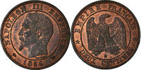 Frankreich 2 Centimes Münze, Napoleon III, Napoléon III, Rouen, VZ -