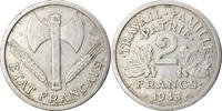 Frankreich 2 Francs Münze, Bazor, Beaumont - Le Roger, S+, Aluminium -
