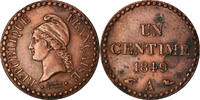 Frankreich Centime Münze, Dupré, Paris, SS+, Bronze, KM:754 -