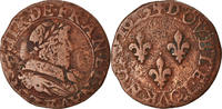 Frankreich Double Tournois Münze, Louis XIII, Tours, S+, Kupfer -