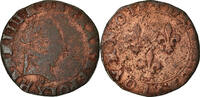 Frankreich Double Tournois Münze, Henri III, Bourges, SGE+, Kupfer -