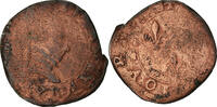 Frankreich Double Tournois Münze, Henri III, Bourges, SGE, Kupfer -