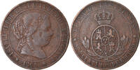 Spanien 2-1/2 Centimos Münze, Isabel II, Sevilla, S+, Kupfer, KM:634.5 -