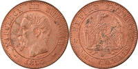 Frankreich 2 Centimes Münze, Napoleon III, Napoléon III, Lyon, UNZ -
