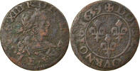 Frankreich Double Tournois Münze, Louis XIII, Double tournois, buste laurée et drapé, Double -