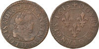Frankreich Double Tournois Münze, Louis XIII, Double tournois, buste enfantin au col fraisé -