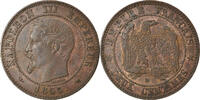 Frankreich 2 Centimes Münze, Napoleon III, Strasbourg, SS+ -