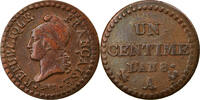 Frankreich Centime Münze, Dupré, Paris, SS, Bronze, KM:646 -