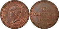 Frankreich Centime Münze, Dupré, Paris, VZ, Bronze, KM:754, Gadoury:84 -