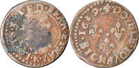 Frankreich Double Tournois Münze, Louis XIII, Bordeaux, S, Kupfer -