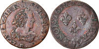 Frankreich Double Tournois Münze, Louis XIII, Double tournois, buste laurée et drapé, Double -