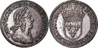 Frankreich 1/12 ECU, 10 Sols Münze, Louis XIII, 1/12 Écu, 2e poinçon de Warin, buste drapé et -