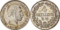Dänemark 4 Skilling Rigsmont Münze, Christian IX, Copenhagen, VZ -