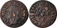 Frankreich Double Tournois Münze, Louis XIII, Double tournois de Warin, tête à gauche -