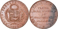 Peru 8 Reales 1835 CUZCO Münze, Cuzco, Essai de Thonnelier, SS+, Kupfer, KM:7a