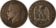 Frankreich 5 Centimes Münze, Napoleon III, Strasbourg, S+ -
