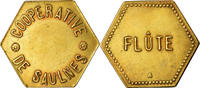 Frankreich Flûte Münze, Union Coopérative - Saulnes, SS, Aluminum-Bronze -