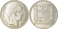 Frankreich 20 Francs Münze, Turin, Paris, VZ, Silber, KM:879 -