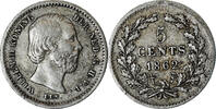 Niederlande 5 Cents Münze, William III, SS, Silber, KM:91 -