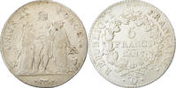 Frankreich 5 Francs Münze, Union et Force, Perpignan, S+, Silber -