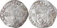 Frankreich 1/4 Ecu Münze, Louis XIII, 1/4 Écu à la croix, Bayonne, S+ -