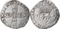 Frankreich 1/4 Ecu Münze, Louis XIII, 1/4 Écu à la croix, Bayonne, S+ -