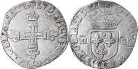 Frankreich 1/4 Ecu Münze, Louis XIII, 1/4 Écu à la croix, Bayonne, S+ -