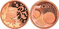 Frankreich 5 Euro Cent Paris, Proof, STGL, Copper Plated Steel -