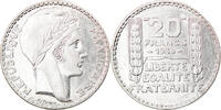 Frankreich 20 Francs Münze, Turin, Paris, SS+, Silber, KM:879 -