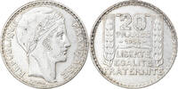 Frankreich 20 Francs Münze, Turin, Paris, SS+, Silber, KM:879 -