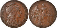 Frankreich 10 Centimes Münze, Dupuis, Paris, SS, Bronze, KM:843 -