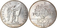 Frankreich 100 Francs Münze, Droits de l'Homme, VZ+, Silber, KM:970 -