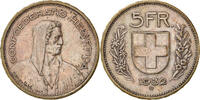 Schweiz 5 Francs Münze, Bern, SS, Silber, KM:40 -