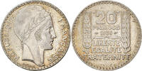 Frankreich 20 Francs Münze, Turin, Paris, SS+, Silber, KM:879 -