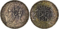 Belgien 5 Francs, 5 Frank Münze, Leopold II, SS, Silber, KM:24 -
