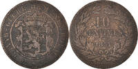 Luxemburg 10 Centimes Münze, William III, Utrecht, S+, Bronze, KM:23.1 -
