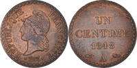 Frankreich Centime Münze, Dupré, Paris, SS+, Bronze, KM:754 -